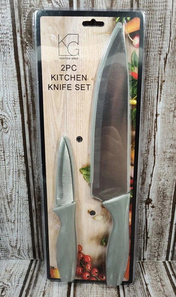 Kenton Grey 2-pc Kitchen Knife Set With Sheaths NEW Sealed